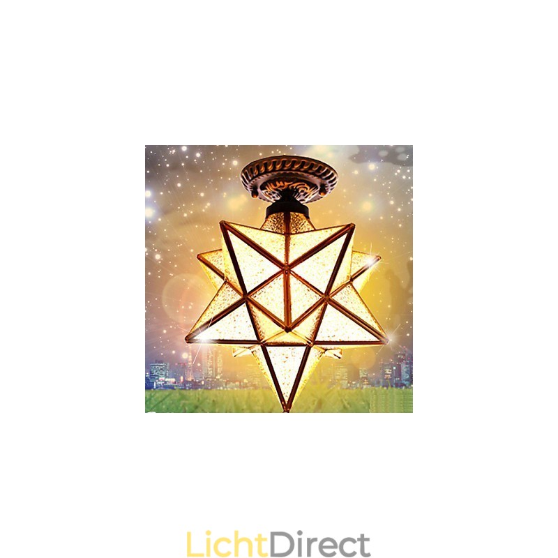 Europese creatieve kunsten op het platteland Glas-in-loodsterren om het licht van de koepellamp te absorberen