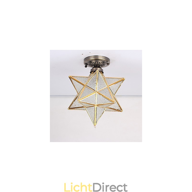 Europese creatieve kunsten op het platteland Glas-in-loodsterren om het licht van de koepellamp te absorberen