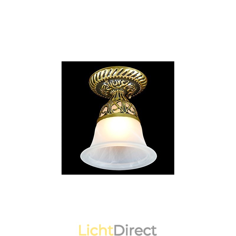 Bronzen plafondlamp Moire glas Europees klassiek