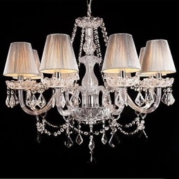 Kroonluchter Kristal Luxe Modern Wonen 8 Lampen met Stoffen Kap