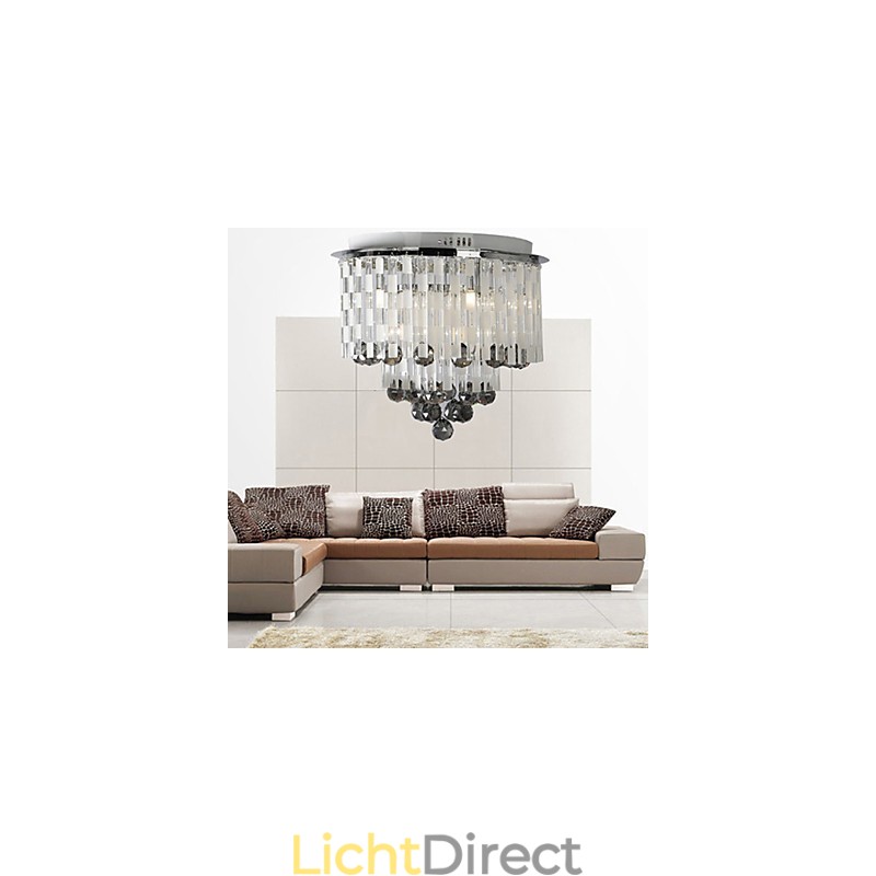 Kristallen semi-inbouwlamp met 8 lampen