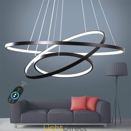 Dimbare hanglamp met afstandsbediening, modern design, drie ringen Dimbare hanglamp met afstandsbediening, modern design, drie ringen