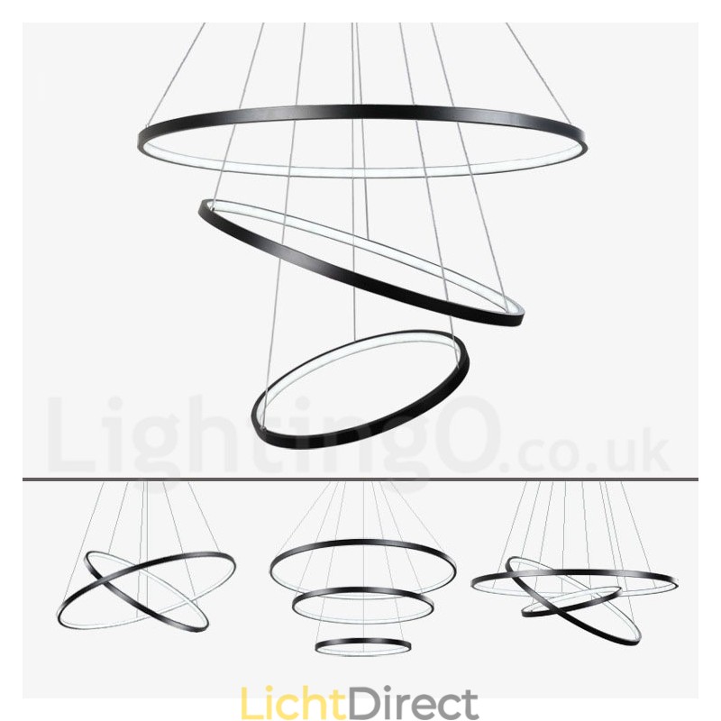 Dimbare hanglamp met afstandsbediening, modern design, drie ringen