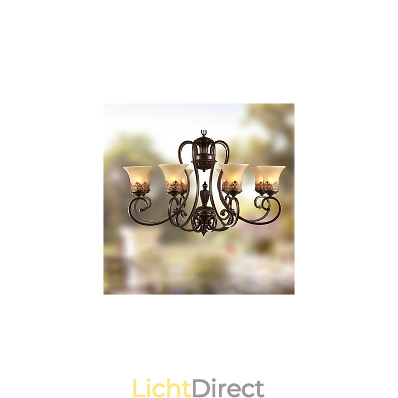 Kroonluchter Hanglamp 8 Lampen Vintage Landelijk Eiland Metaal+Glas