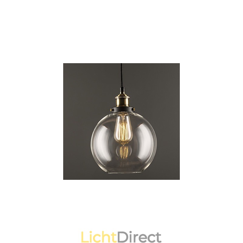Industriële fabriek hanglamp antiek messing een lichtpunt glazen kap café hanglamp