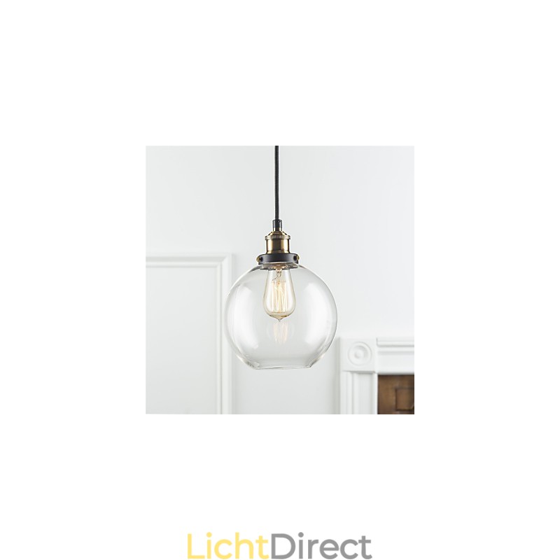 Industriële fabriek hanglamp antiek messing een lichtpunt glazen kap café hanglamp