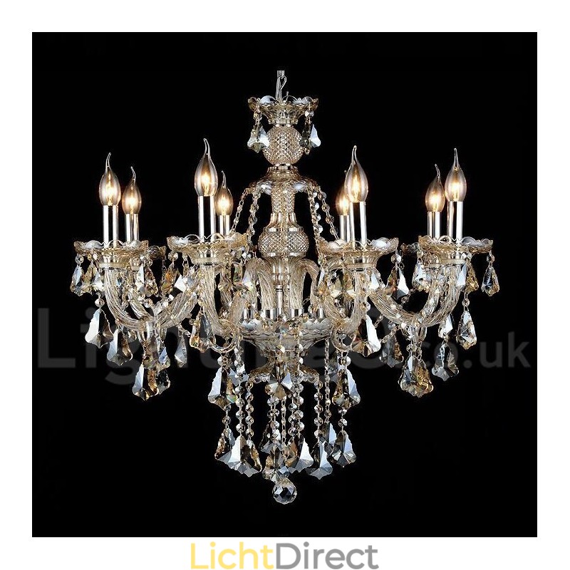 Retro Cognac Kleur K9 Kristal Moderne Kroonluchter met 8 Lampen
