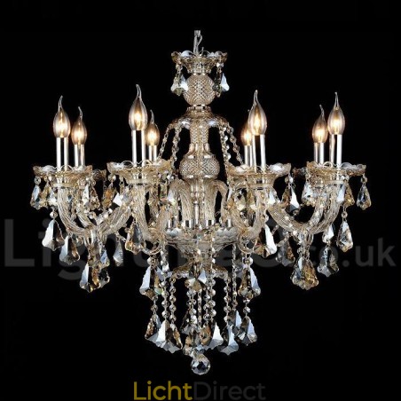 Retro Cognac Kleur K9 Kristal Moderne Kroonluchter met 8 Lampen Retro Cognac Kleur K9 Kristal Moderne Kroonluchter met 8 Lampen