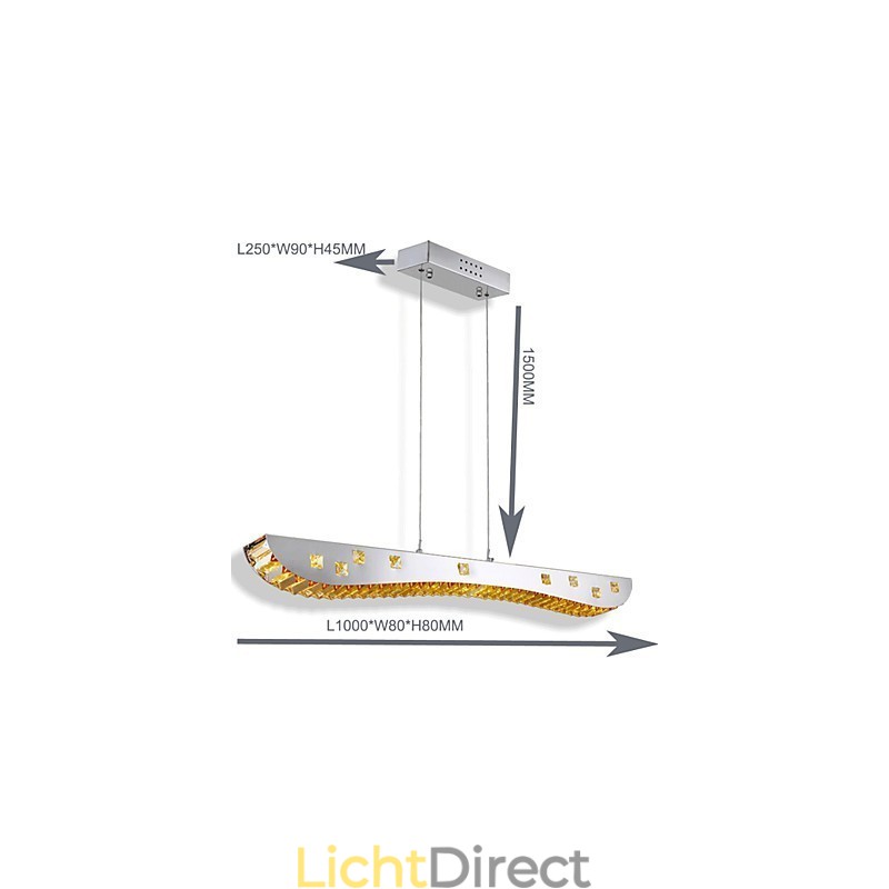 Kristallen hanglamp Chroom Metalen hanglamp Amber of helder kristal