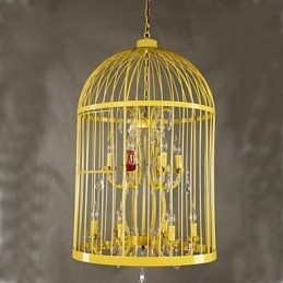 Vintage ijzeren kooi trap lamp kroonluchter kristal