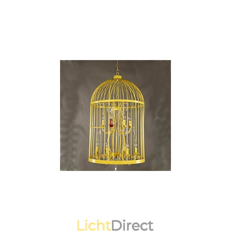 Vintage ijzeren kooi trap lamp kroonluchter kristal