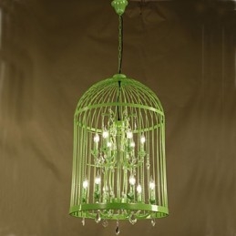 Vintage ijzeren kooi trap lamp kroonluchter kristal