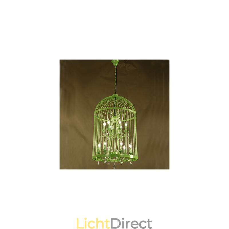 Vintage ijzeren kooi trap lamp kroonluchter kristal