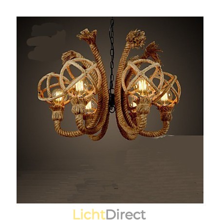 Vintage Iron Art Henneptouw Amerikaanse Landelijke Kroonluchter