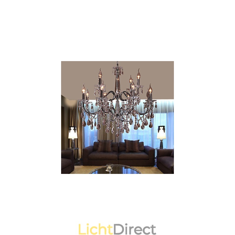 Kroonluchter Kristal Modern 2 Lagen Woonkamer 12 Lampen