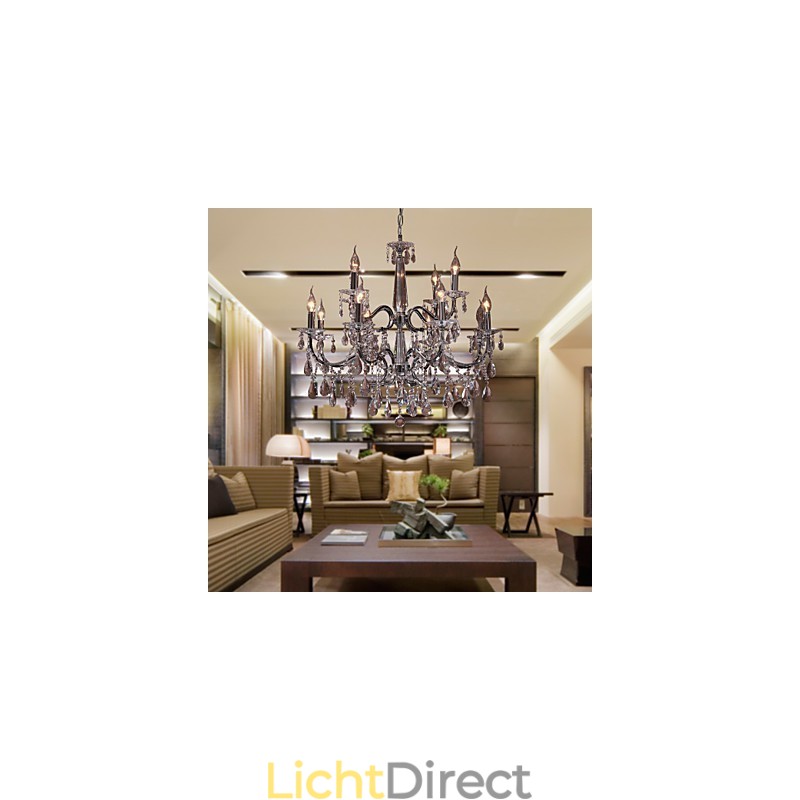 Kroonluchter Kristal Modern 2 Lagen Woonkamer 12 Lampen