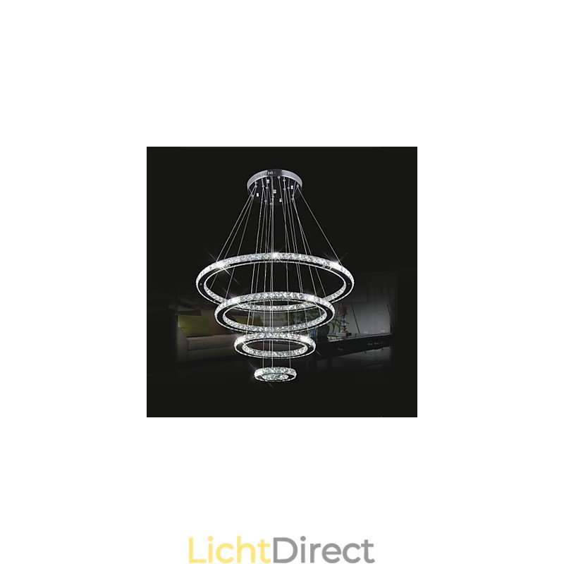 Kristallen hanglamp plafondverlichting helder kristal rond 4 ringen 40CM 60CM 80CM bronarmaturen