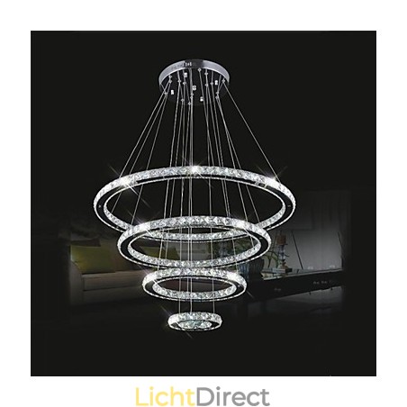 Kristallen hanglamp plafondverlichting helder kristal rond 4 ringen 40CM 60CM 80CM bronarmaturen