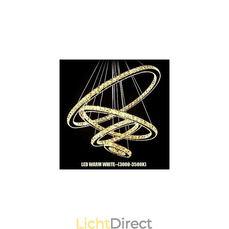 Kristallen hanglamp plafondverlichting helder kristal rond 4 ringen 40CM 60CM 80CM bronarmaturen