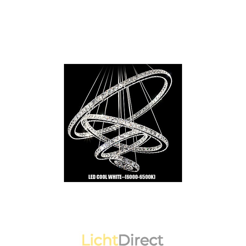 Kristallen hanglamp plafondverlichting helder kristal rond 4 ringen 40CM 60CM 80CM bronarmaturen