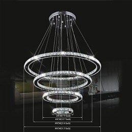 Kristallen hanglamp plafondverlichting helder kristal rond 4 ringen 40CM 60CM 80CM bronarmaturen