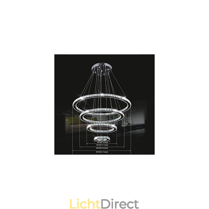 Kristallen hanglamp plafondverlichting helder kristal rond 4 ringen 40CM 60CM 80CM bronarmaturen