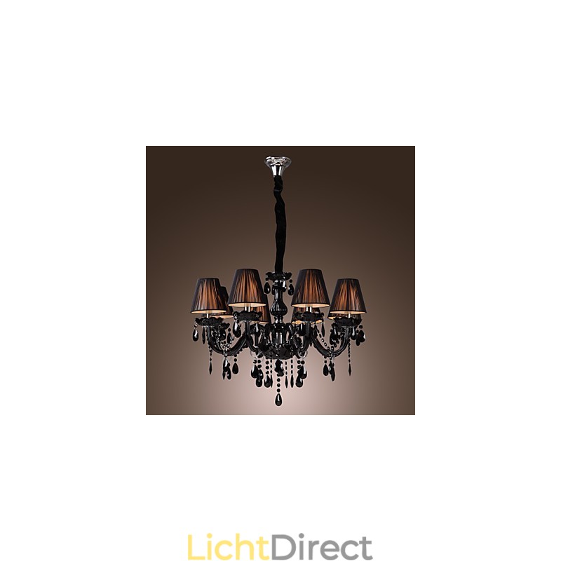 Kroonluchter Luxe Moderne Zwarte Kristal Woonkamer 8 Lampen