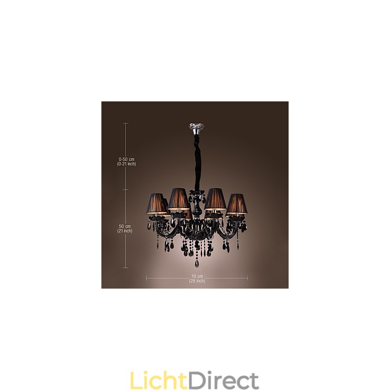 Kroonluchter Luxe Moderne Zwarte Kristal Woonkamer 8 Lampen