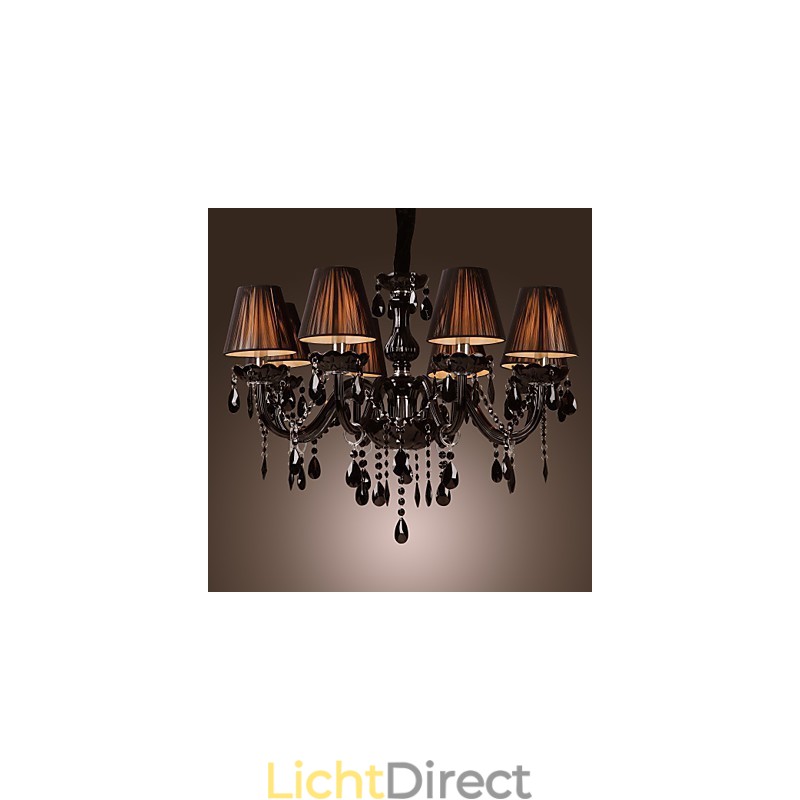 Kroonluchter Luxe Moderne Zwarte Kristal Woonkamer 8 Lampen