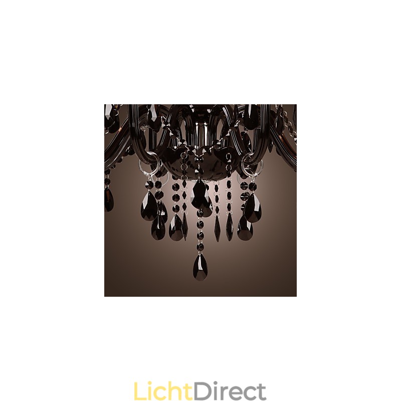 Kroonluchter Luxe Moderne Zwarte Kristal Woonkamer 8 Lampen