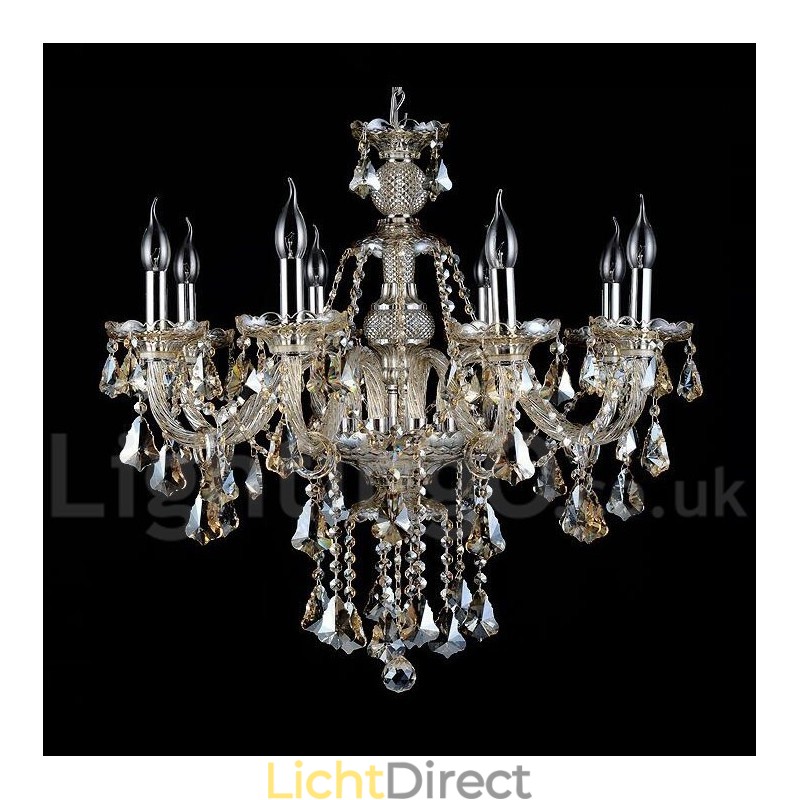 Retro Cognac Kleur K9 Kristal Moderne Kroonluchter met 8 Lampen