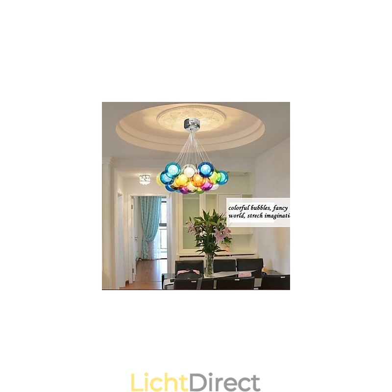 Moderne Bubble Globe gekleurde glazen hanglamp met 19 lampen