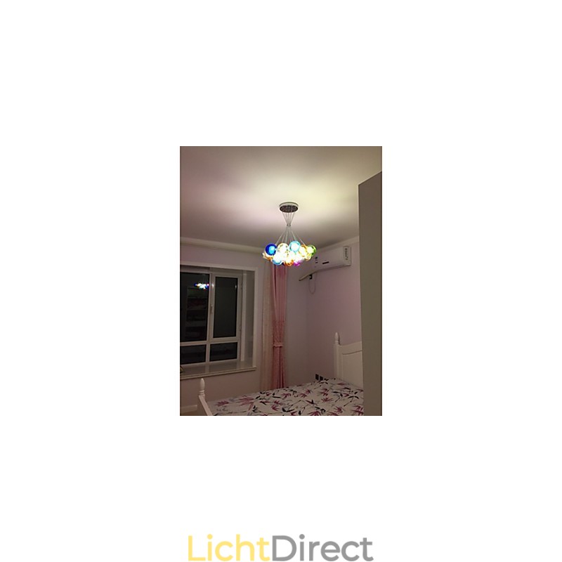 Moderne Bubble Globe gekleurde glazen hanglamp met 19 lampen