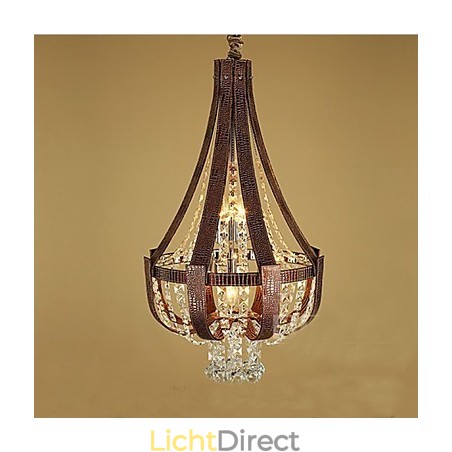 Postmoderne luxe lederen kristal creatieve ijzeren kroonluchter Postmoderne luxe lederen kristal creatieve ijzeren kroonluchter