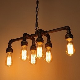 Edison Retro Loft Stijl Vintage Industriële Hanglamp Metalen Waterpijp Armatuur Lampara Colgantes