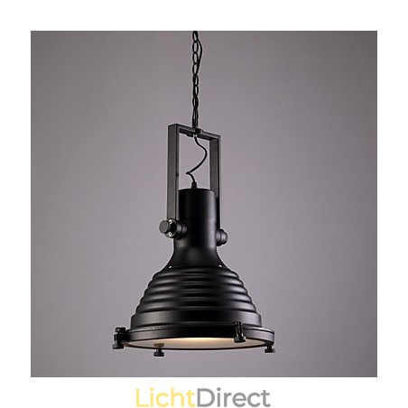 Zwarte Retro Ijzeren Hanglamp en Glazen Kap Winkel Zwarte Retro Ijzeren Hanglamp en Glazen Kap Winkel