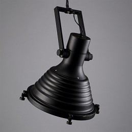 Zwarte Retro Ijzeren Hanglamp en Glazen Kap Winkel