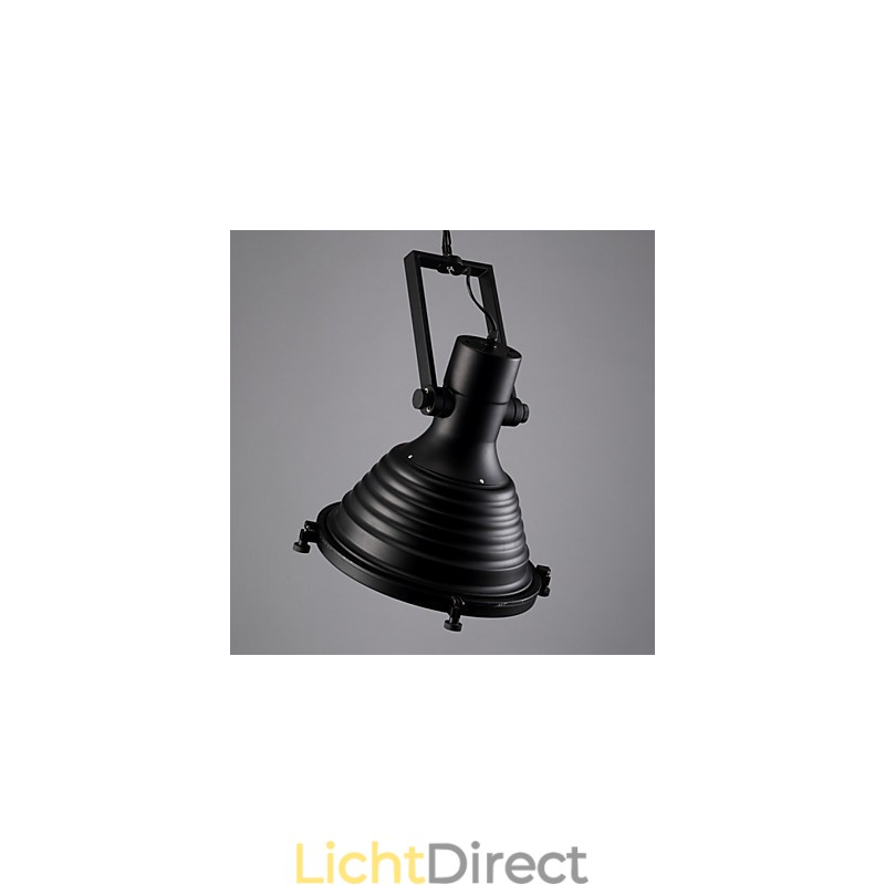 Zwarte Retro Ijzeren Hanglamp en Glazen Kap Winkel
