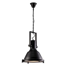 Zwarte Retro Ijzeren Hanglamp en Glazen Kap Winkel