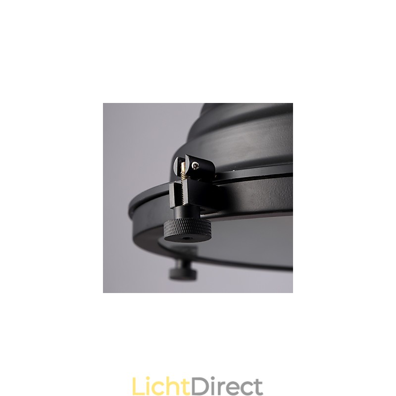Zwarte Retro Ijzeren Hanglamp en Glazen Kap Winkel