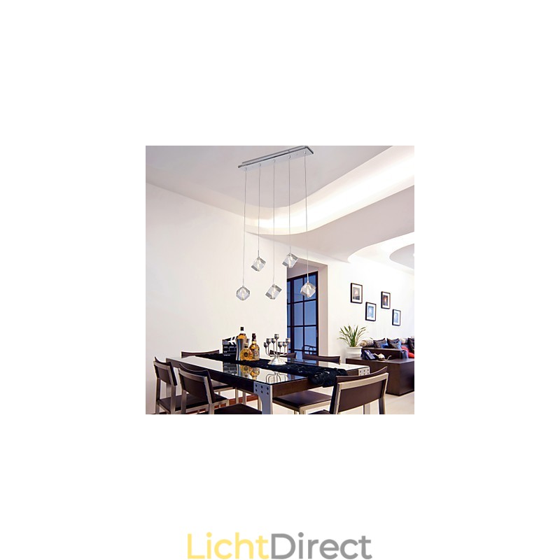 Moderne eigentijdse eiland kristal chromen hanglamp