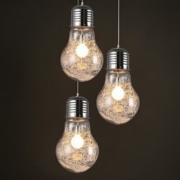 Eenvoudige ideeën met een grote gloeilamp glazen kroonluchter hanglamp