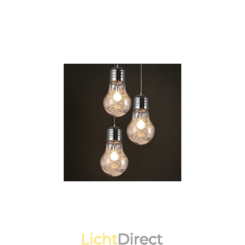 Eenvoudige ideeën met een grote gloeilamp glazen kroonluchter hanglamp