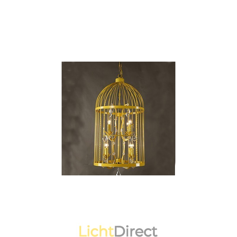 Vintage ijzeren kooi trap lamp kroonluchter kristal A