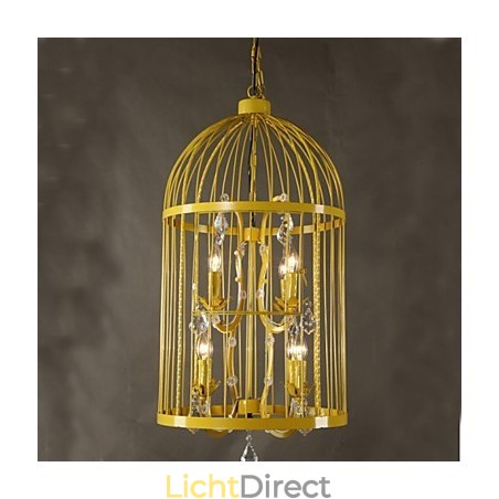Vintage ijzeren kooi trap lamp kroonluchter kristal A Vintage ijzeren kooi trap lamp kroonluchter kristal A