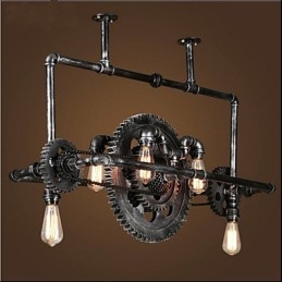 Ijzeren pijp kroonluchter industriële winduitrusting hanglamp