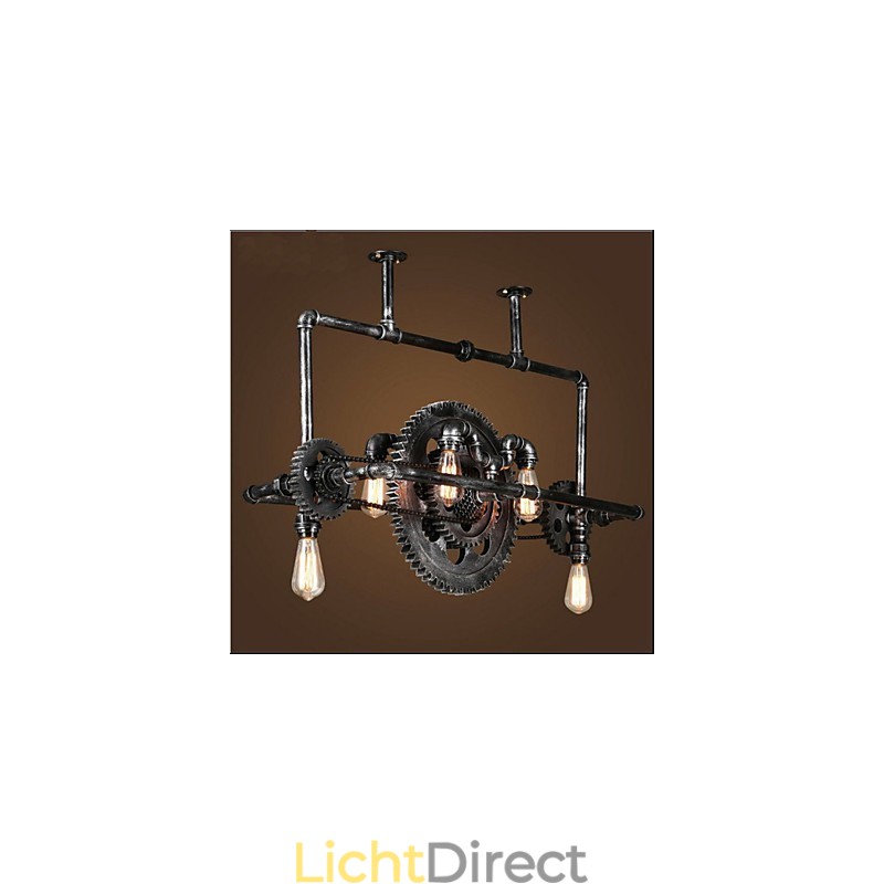 Ijzeren pijp kroonluchter industriële winduitrusting hanglamp