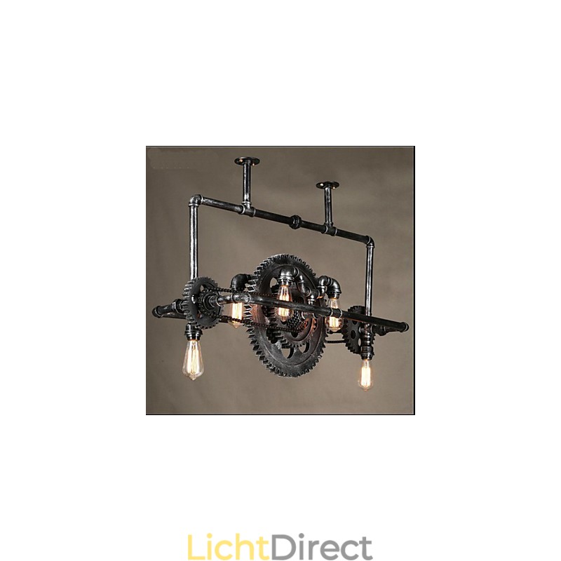 Ijzeren pijp kroonluchter industriële winduitrusting hanglamp
