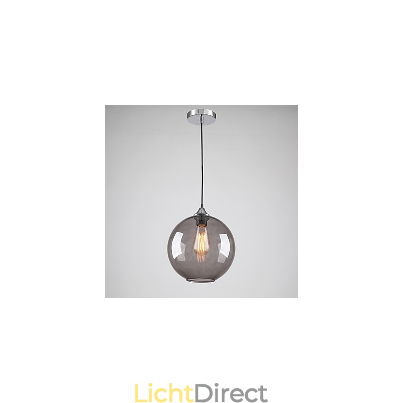 Moderne glazen hanglamp in rond rookgrijs bubbeldesign