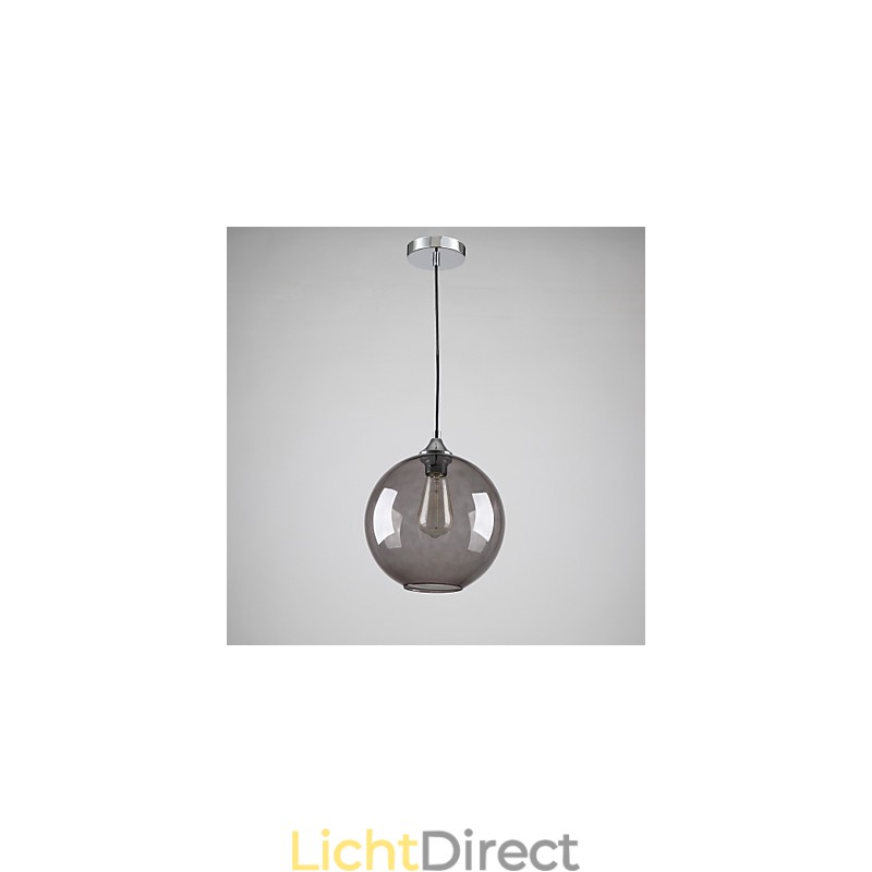 Moderne glazen hanglamp in rond rookgrijs bubbeldesign